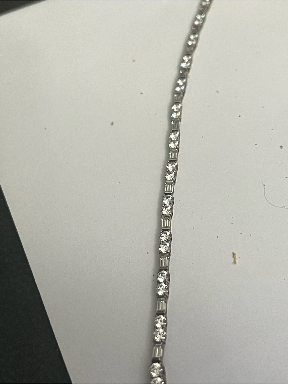 Sterling and CZ  Line Bracelet - Sparkling White Stones vintage. - Picture 5 of 14